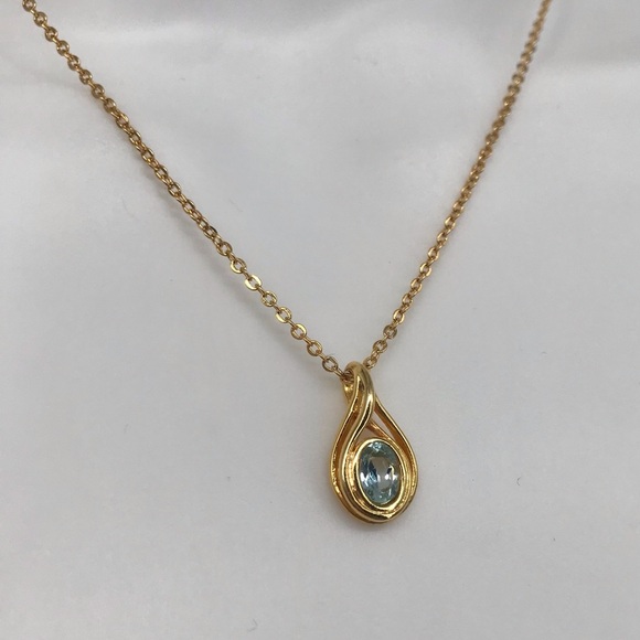 🌼5 for $25 Dainty Gold Necklace with Blue Stone - Picture 1 of 3